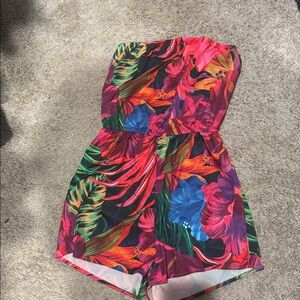 Vibrant Floral Strapless Romper